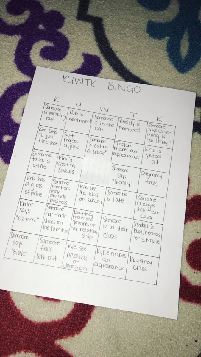 alysia_nicoleee's tweet photo. Playing #KUWTK bingo with my sister and friends🎉 https://t.co/rss3hab4tC