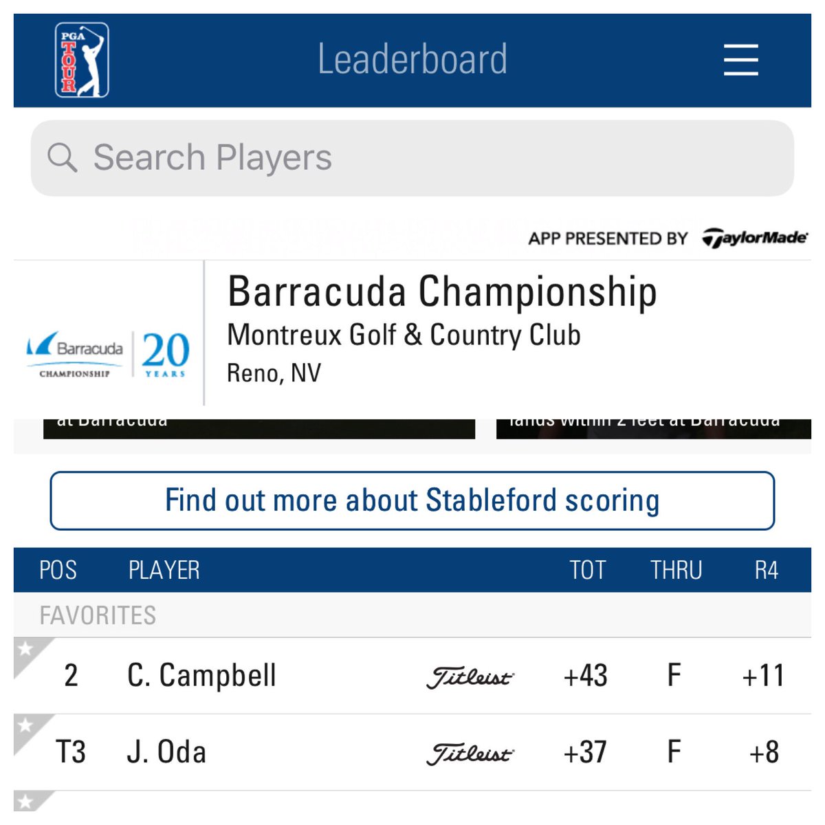 Great closing rounds and tournaments from Chad Campbell and @joda808!!  Chad with a 2nd and John T3 at the @CudaChamp!!  #UNLV #Rebels #RebsOnTour #pgatour 🚨🔥💪🤙