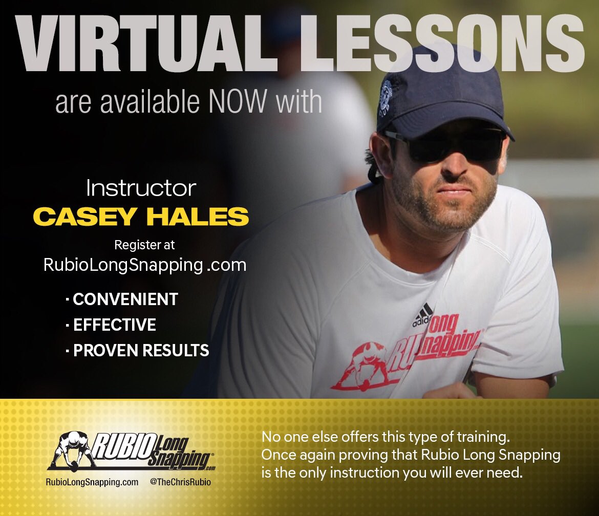 TheChrisRubio's tweet photo. To be the best, train with the best! No matter where you live, the Rubio Long Snapping Virtual Lessons can work for you —> https://t.co/QSLeNLn7D1 #RubioFamily #TheFactory #TeamRubio https://t.co/42yBnM5LGj
