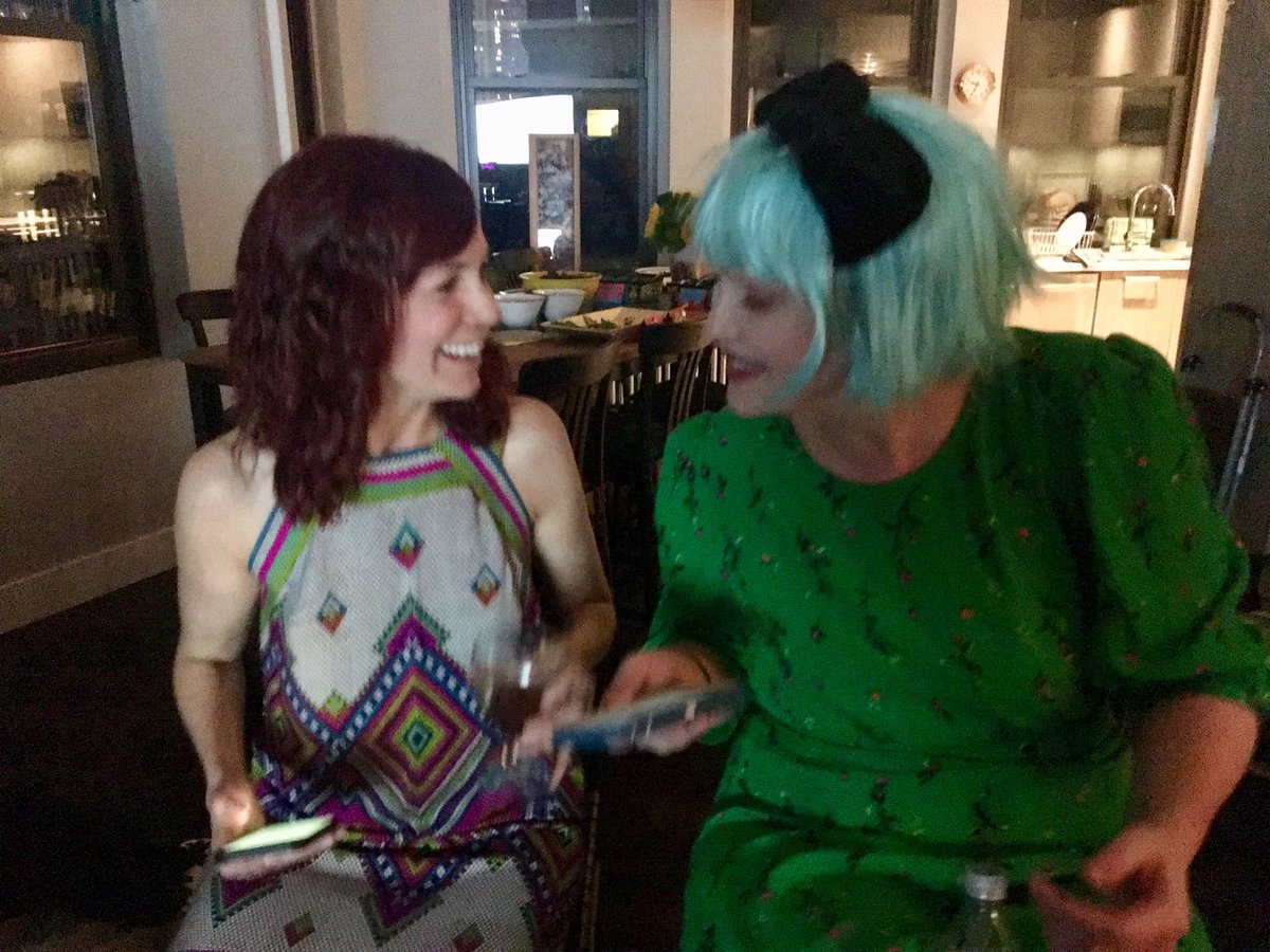 In between weeping over these scenes, I popped up to take a snap of these two magical creatures watching #ClawsTNT ⁦<a href="/thejennlyon/">Jenn Lyon</a>⁩ ⁦<a href="/carriepreston/">Carrie jay</a>⁩