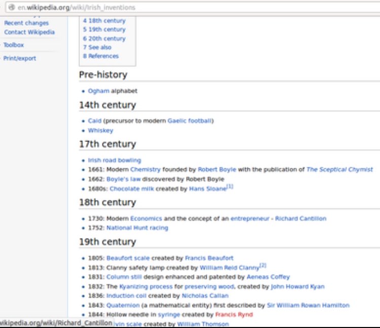 One of my favourite things ever is the 300 year gap in Irish inventions after whiskey was invented