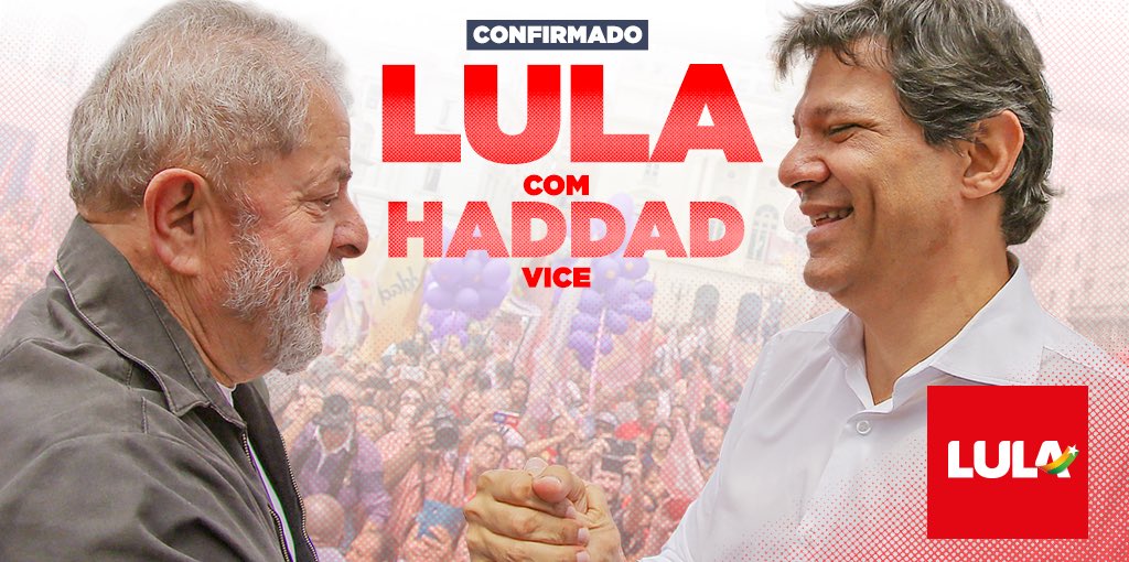 Vamos com Lula e Fernando Haddad. Pra fazer #OBrasilFelizDeNovo!
