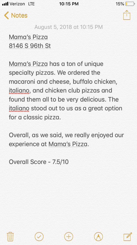 Our <a href="/MamasPizzaOmaha/">Mama's Pizza</a> review is done ✅                                                        Score: 7.5/10
