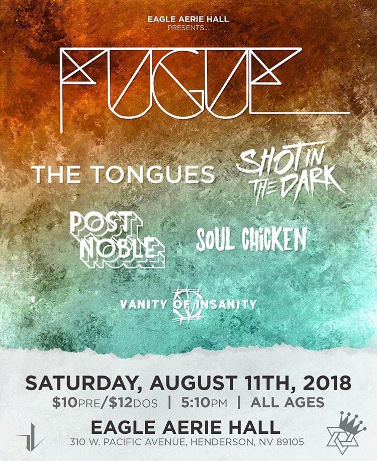Short Notice: We’ll be joining <a href="/fugueband/">Fugue</a> Saturday August 11th!