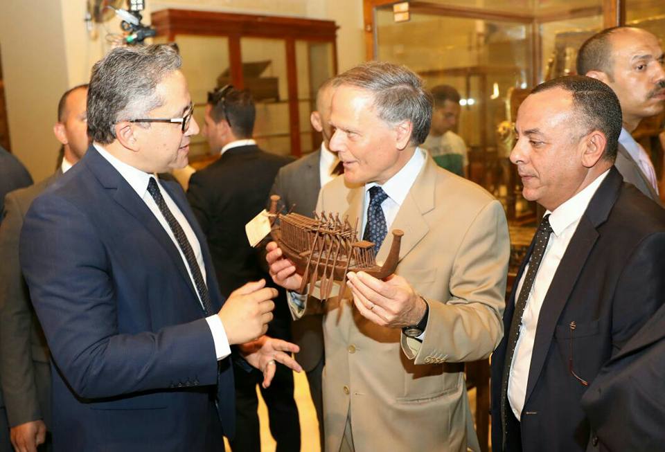 TourismandAntiq's tweet photo. Dr. Khaled El-Enany Minister of Antiquities, and Enzo Moavero Milanesi Italian Minister of Foreign Affairs embarked on a tour today around the temporary exhibition held at the Egyptian Museum in Tahrir square, https://t.co/DMkikCpkIS