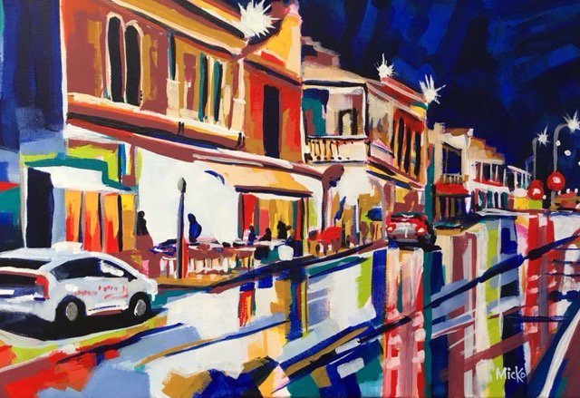Come along this Wednesday 7pm for the Opening of the first RQAS Modernism Exhibition! Meet the artists, see who wins the prizes, enjoy a glass of wine and see this wonderful piece by Mike White entitled "Adelaide Nightscape"  #bneart