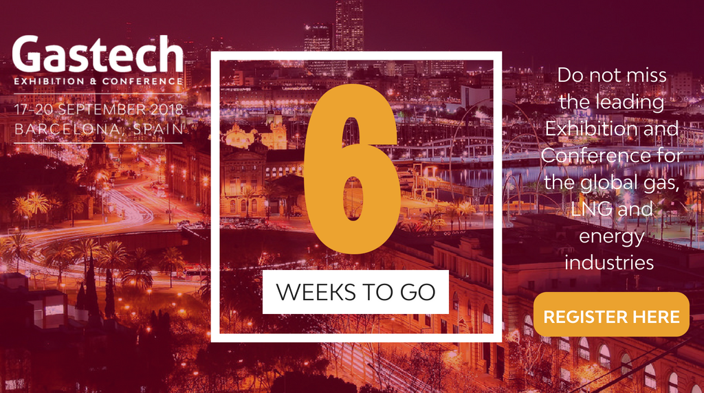 GastechEvent's tweet photo. 6 weeks to go until GASTECH Exhibition and Conference on the 17-20 September 2018, in Barcelona, Spain. 
Register today and connect with 25000+ key LNG and energy industry experts.

Register for conference:https://t.co/5j2eNesQeh 
Register for exhibition: https://t.co/JoUVqUmb16 https://t.co/xpcT7ajE7E