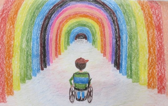 GLOBI_inclusion's tweet photo. 'Rainbow'
Author: Monika Wadolowska, #Poland
Photo description: A child using a wheelchair faces a rainbow.
#DrawDisability #inclusion2me
https://t.co/WfRLACLOFc https://t.co/X8hgkr1hws
