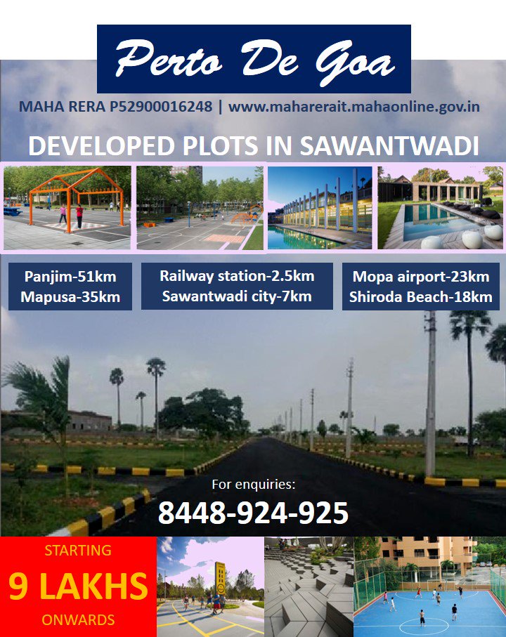 EscalaRealtyIn's tweet photo. Developed plots in Sawantwadi! Perto De Goa
Call on 8448-924-925!
#developedplots #plots #sawantwadi #realestate #realtors #amenities https://t.co/FCYcMVA6mE