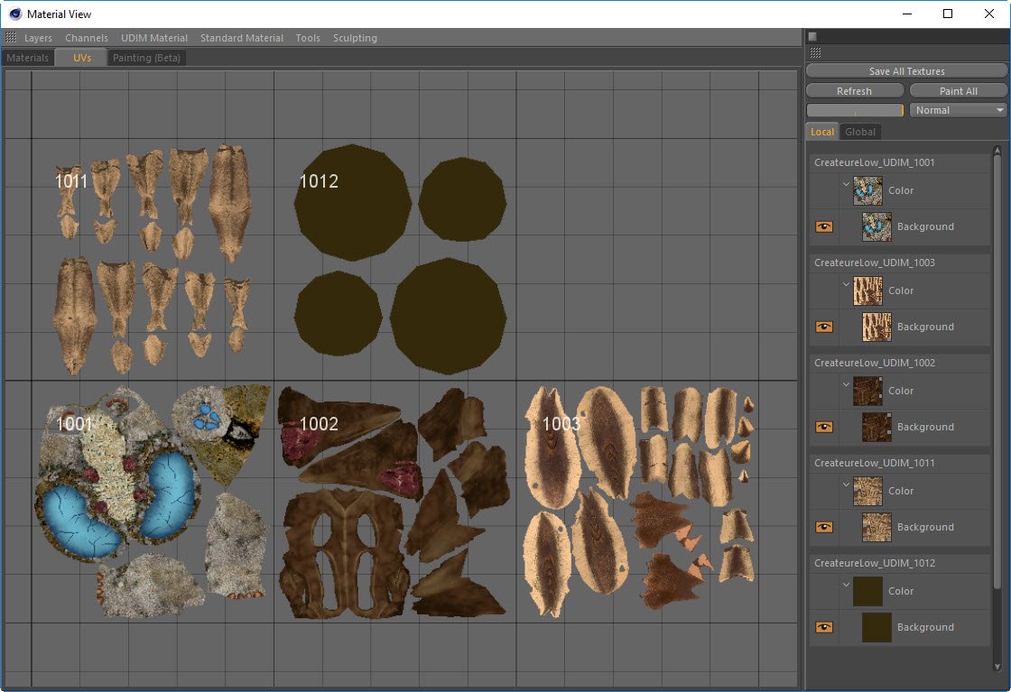 kentbarber's tweet image. Since #C4D R20 does not have any BP or UV updates I decided to jump back into 4D Paint to add some updates. Today I added in a UDIM view, split off the layers into its own manager and moved commands into a menu. Hope you like it. More to come.
