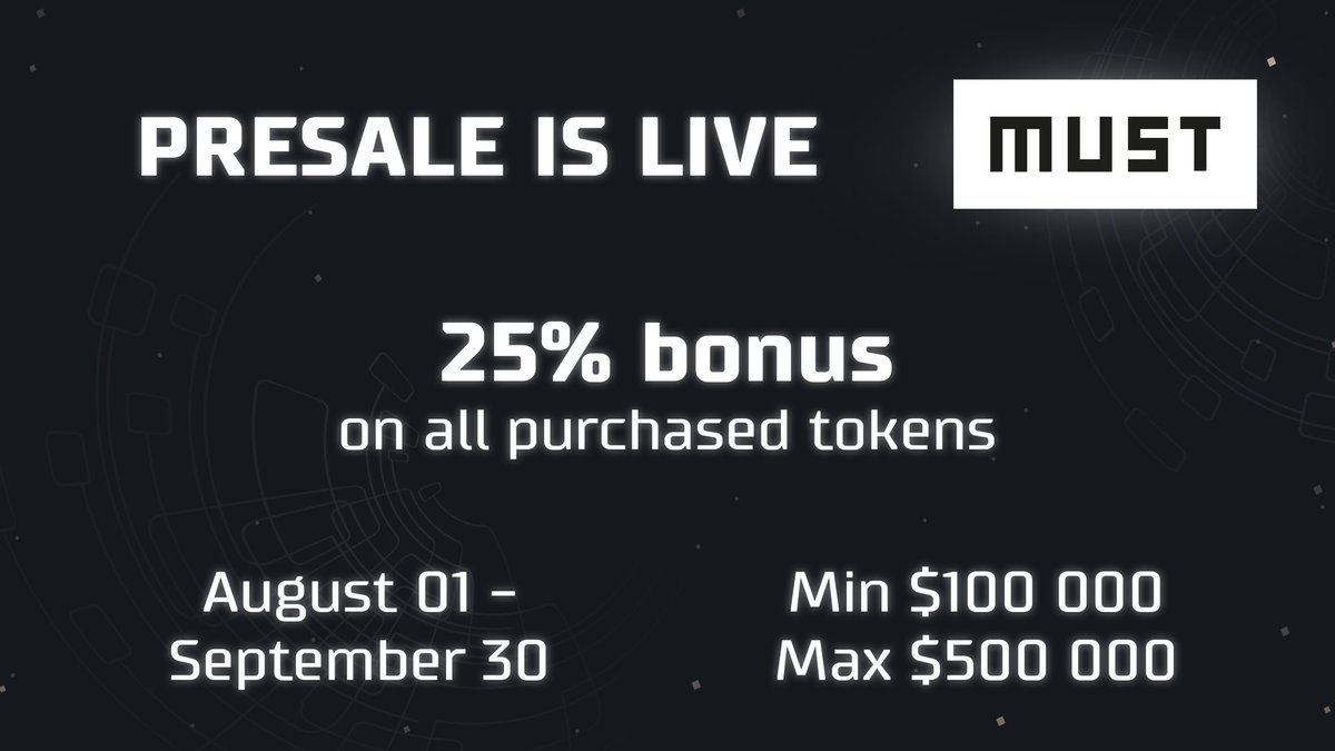 mustfin's tweet image. MUST Protocol #PreSale is now open! Here&apos;s what you want to know about it: medium.com/@ru_must/must-…