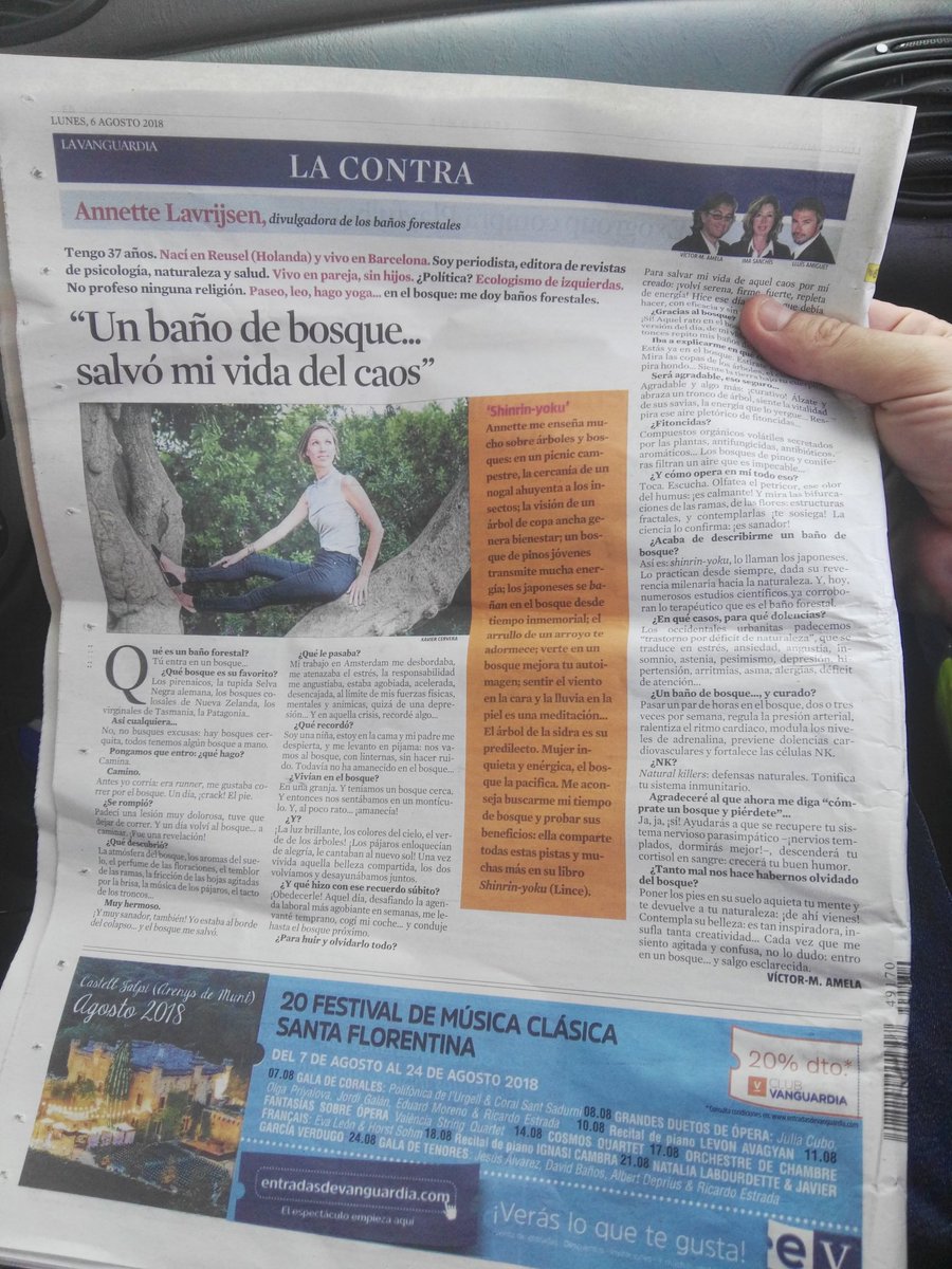 Hoy en <a href="/LaVanguardia/">La Vanguardia</a> <a href="/AnnetteLavrysen/">Annette Lavrijsen</a> #shinrinyoku <a href="/LinceEdic/">Lince Ediciones</a> 
¡Gracias, <a href="/amelanovela/">VÍCTOR AMELA</a>!
