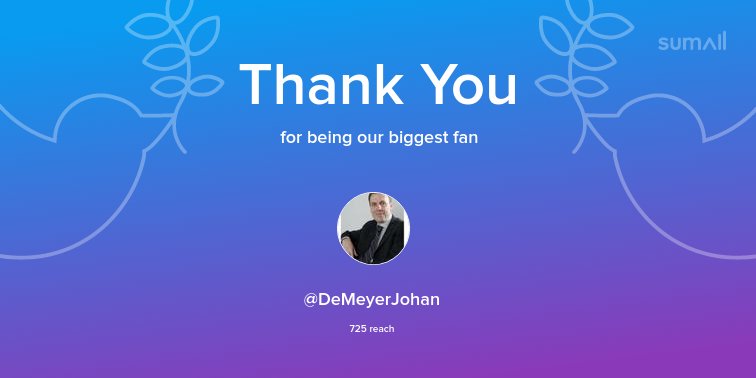 Our biggest fans this week: <a href="/DeMeyerJohan/">De Meyer Johan</a>. Thank you! via sumall.com/thankyou?utm_s…