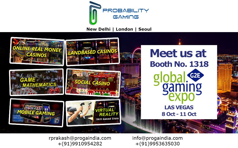 ProgaIndia's tweet photo. We look forward to you and your tweets at @progaindia . Meet us at G2E Las Vegas Booth No 1318.
#G2EVegas #ProbabilityGaming @G2Eshows https://t.co/Ac3VLnampr
