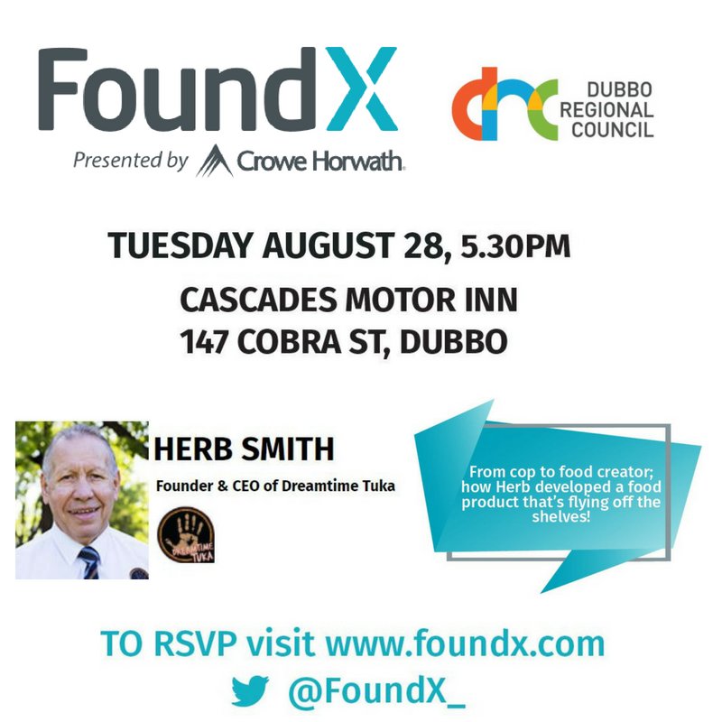 Don't forget to RSVP for our #Dubbo meetup later this month! We're thrilled to host local #entrepreneur Herb Smith as our guest speaker! Great to collaborate with <a href="/DubboCouncil/">DubboRegionalCouncil</a> on the growing #FoundX initiative! #startup #smallbusiness #regional Details: FOUNDX.COM