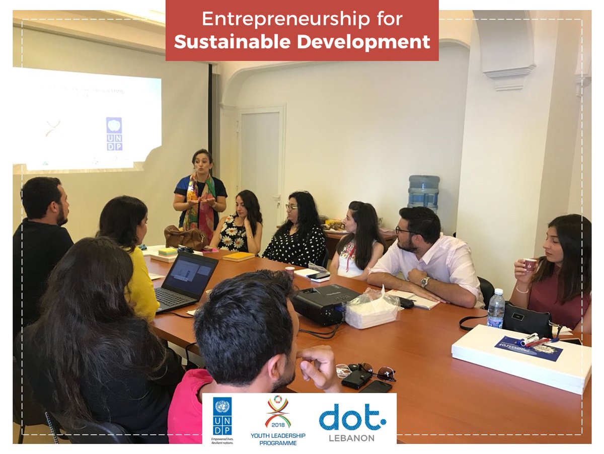 #DOTwithUNDP Within the #YLP4 the "Entrepreneurship for Sustainable Development" training is kicked off. The training aims to enhance the skills of the youth in design &amp; creative thinking, leadership and management towards a more sustainable entrepreneurship model #UNDP_Lebanon