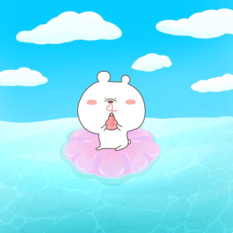 こつぶ しろくまごんすけ 貝殻浮き輪と電球ソーダ しゅわしゅわとぷかぷかにほっこりなごんすけでした イラスト お絵かき Illustration Illustrator ほっこり ゆるっと しろくま しろくまごんすけ Instagram インスタ映え 海 浮き輪
