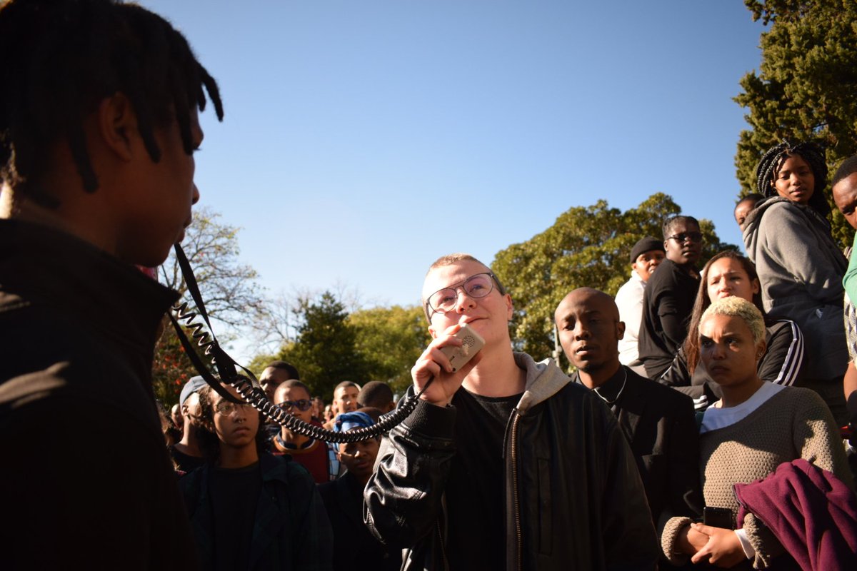 ActivateOnline's tweet photo. Students ask why the university has not dealt with the existing 92 recommendations from the task team on sexual violence, and whether Khensani needed an academic suspension or constructive action #RUShutdown18 https://t.co/hfQi2MBfbf