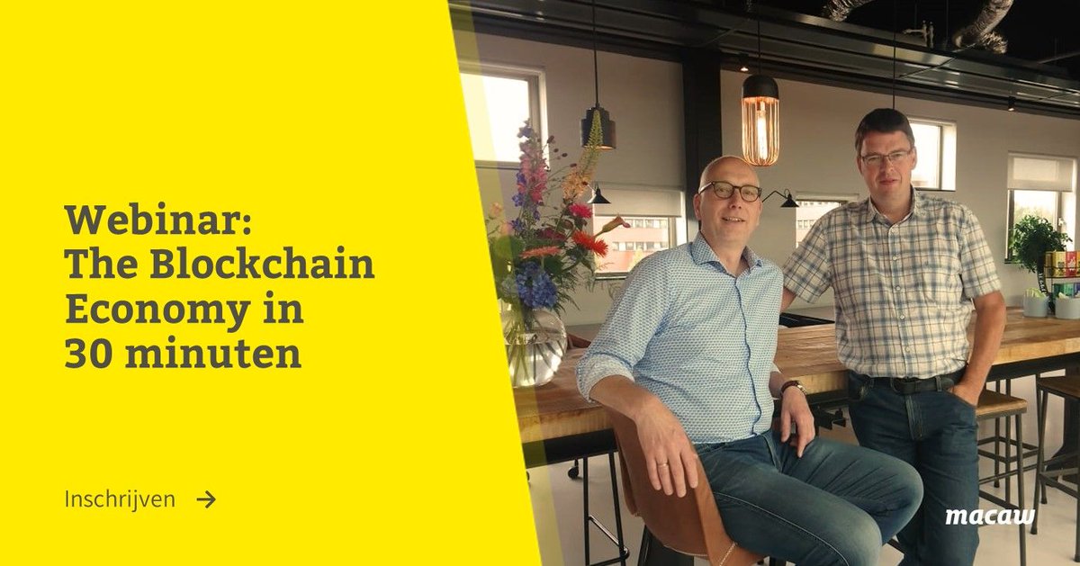 MacawNL's tweet photo. Blockchain: wat kun je er als organisatie mee? In 30 minuten brengen onze experts je op de hoogte van de laatste trends en ontwikkelingen in #blockhain. Inschrijven: https://t.co/7kxOnBGtr4 #BlockchainTechnology #Innovatie @harryboers @JackFranKl https://t.co/kjO98i3kMD
