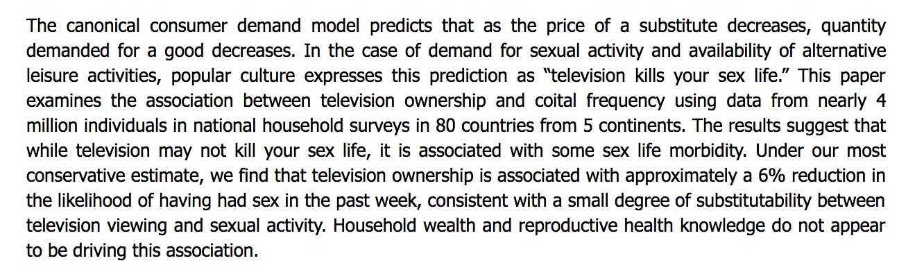 Jennifer Doleac On Twitter Does Television Kill Your Sex Life 