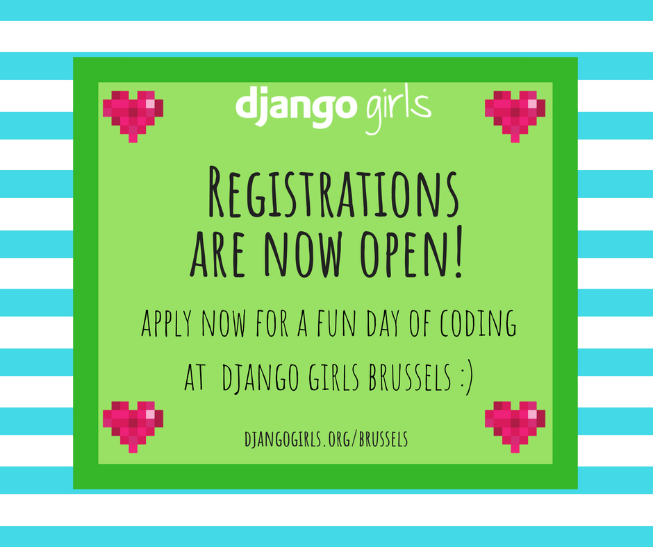 DjangoGirlsLVN's tweet image. Awesome news from @DjangoGirlsBXL: you can now apply for their workshop on Saturday October 13th!! 😀👩💻🌟 Go code with them and create your first web application using Python and Django! --> djangogirls.org/brussels 🍀 It'll be FUN! #codewithkindness #womenintech