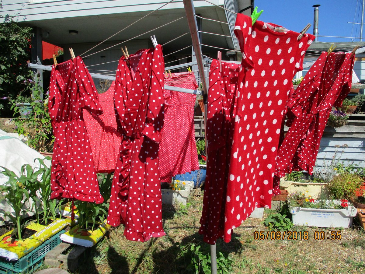 felixstowemusic's tweet photo. We’re going spotty on Saturday. Dresses on the line ready for the ladies of the orchestra. Saturday here we come!! #PromsOntheProm #Felixstowe #spottyfever https://t.co/lBYKAqbv0M