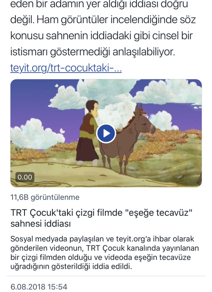 Mesela çözüm olarak sunulan teyit hesabı TRT Çocuk’un açıklamasından 18-19 saat sonra teyit haberini giriyor. Neden acaba:) Çok daha önce açıklığa kavuşan bi olay ile ilgili neredeyse 1 gün sonra teyit haberi giriliyor. Çözüm olmadıkları gibi, sorunun bir parçası olmak amaçları.