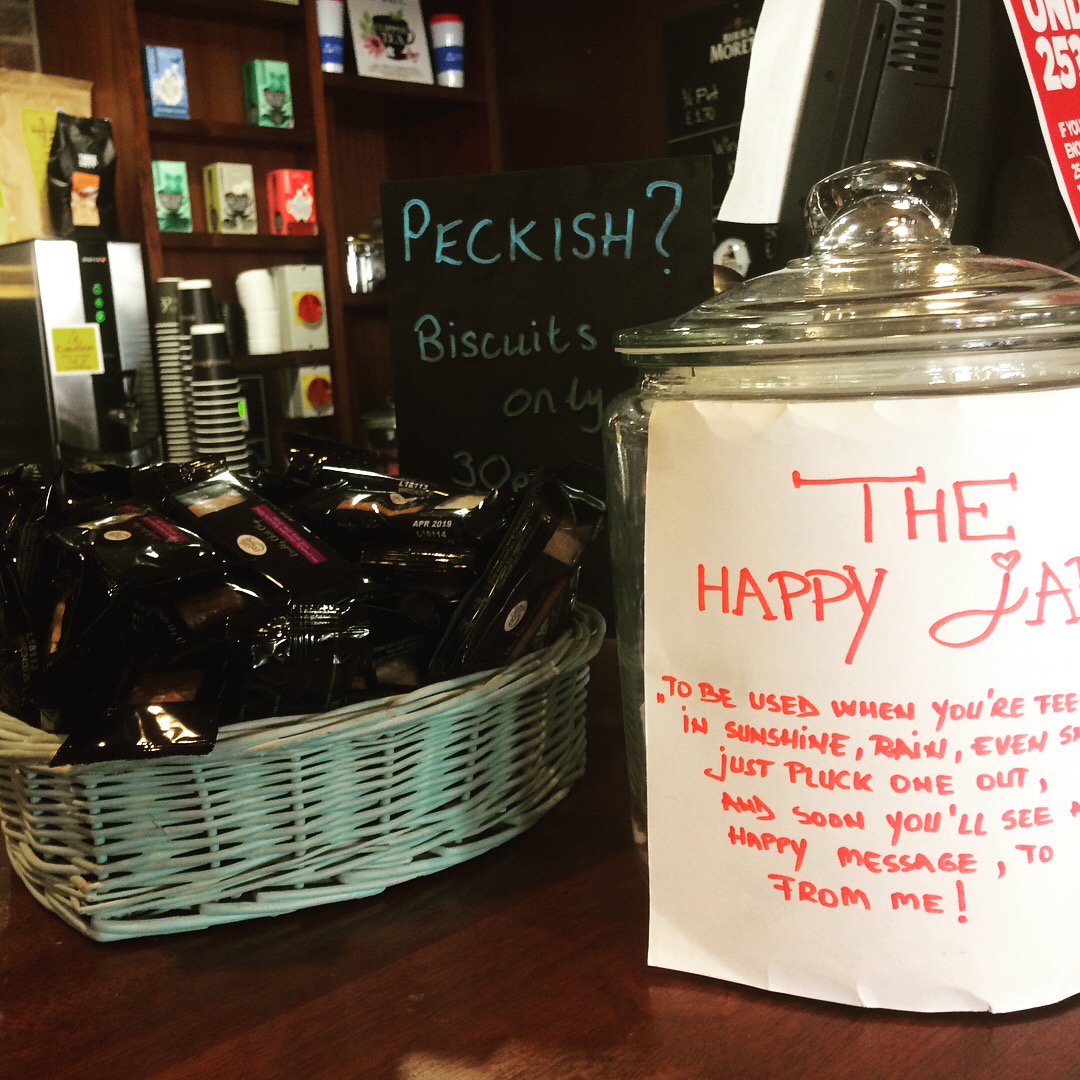 christchurchsu's tweet photo. When you're feeling down, there's no better place to be than @baristabaker1. Simply pluck out a home-made happy note from their Happy Jar and let their encouraging words brighten your day instantly- it did for us! #selfcare #mentalhealthawareness https://t.co/4WgST599ED