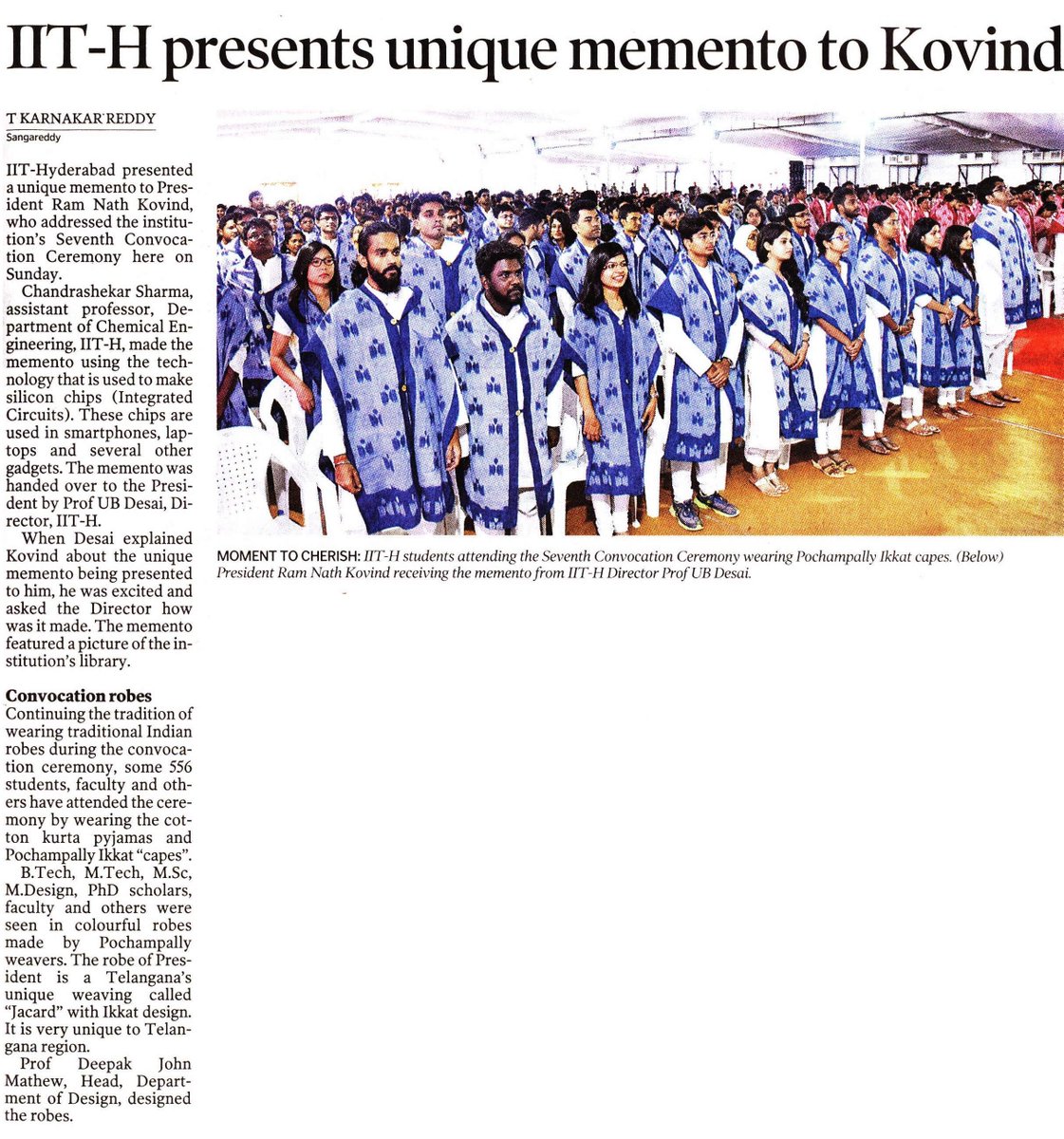 IITHyderabad's tweet photo. President Ram Nath Kovind has called upon #IITHyderabad graduates to focus on #research &amp; #innovation to be relevant to 4th #Industrial revolution that is poised to write the script of 21st century while addressing 7th Convocation on 5th August

@rashtrapatibhvn @PrakashJavdekar https://t.co/5vwHVlnQBS