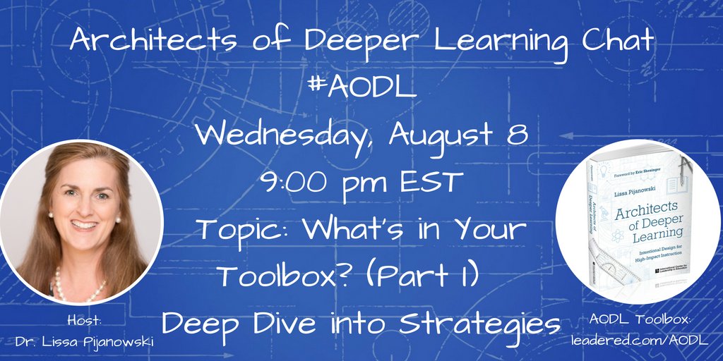 Next #AODL Twitter Chat will be Wednesday 8/8 at 9:00 PM EST. 30 minutes of fast-paced collaboration on all things teaching and learning. *Two participants will win a copy of Architects of Deeper Learning! #leadered #satchat #leadupteach #kidsdeserveit #joyfulleaders #leadupchat