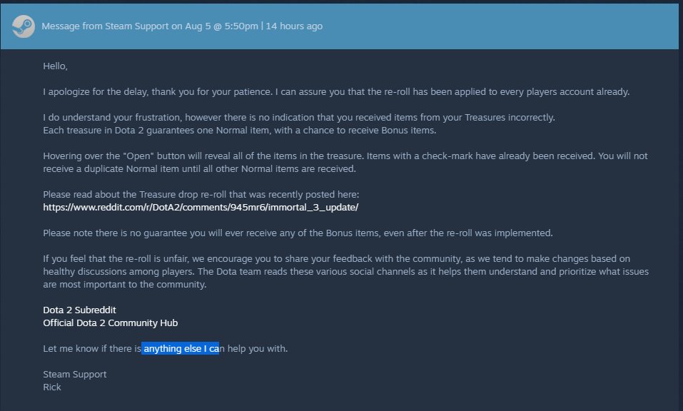 Reddit dota 2 on twitter steam support response to my complaint that