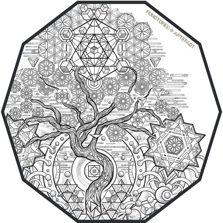 Tree of LIfe Tattoo  Sacred Geometry  Halftone Tattoo  Dotwork  Tree  of life tattoo Celtic tree tattoos Geometric tattoo tree
