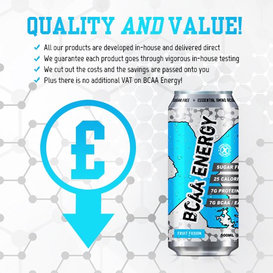Here's how we provide quality AND value:

🔷All our products are developed in-house and delivered direct
🔷We guarantee each product goes through vigorous in-house testing
🔷We cut out the costs and the savings are passed onto you
🔷Plus there is no additional VAT on BCAA Energy!