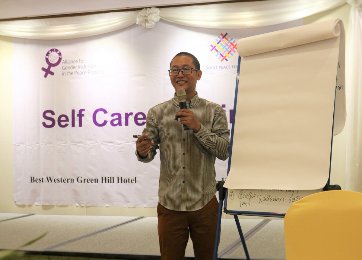 AGIPPMyanmar's tweet photo. Alliance for Gender Inclusion in the Peace Process (AGIPP) conducted “Self Care Training” for Steering committee member (SC) from 30th June to 1st August at the Best Western Green Hill hotel in Yangon. https://t.co/JVHRKACq18