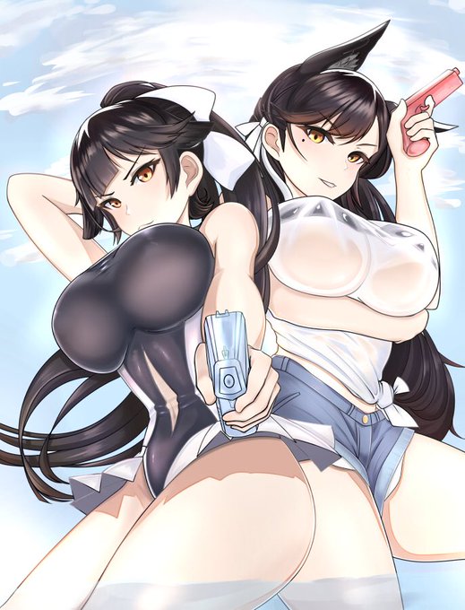 #絵描きさんとつながりたい
#アズールレーン
#愛宕
#高雄
夏っぽいの描きました 