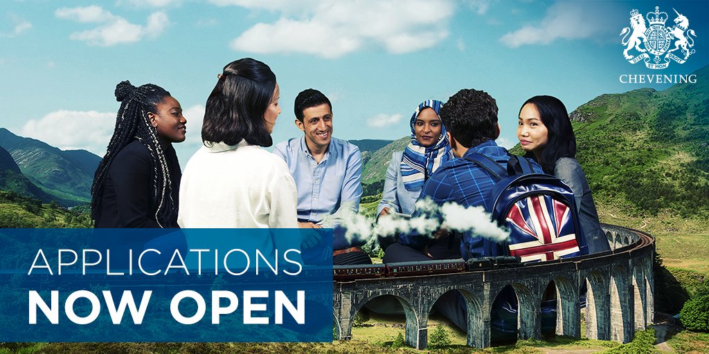 UKinGhana's tweet photo. Are you thinking about applying for #Chevening?

We are pleased to announce that applications for the 2019/20 Chevening cycle is officially open! 
Visit https://t.co/7BttPQ8Tbu for more information. https://t.co/49QRCpxT56
