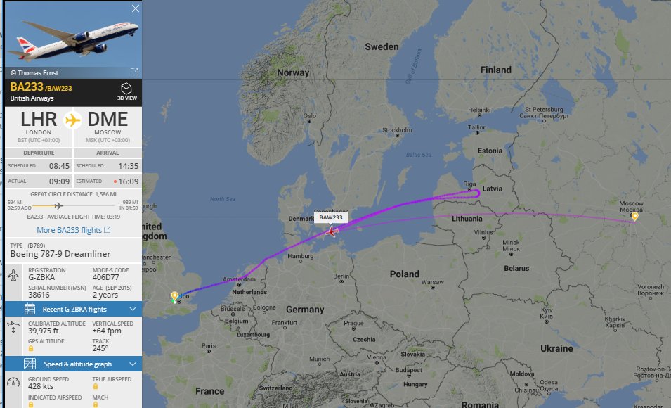 NikPhillips666's tweet photo. British Airways #BA233 to Moscow is returning to London - unknown reason https://t.co/DhTk8SLbQW