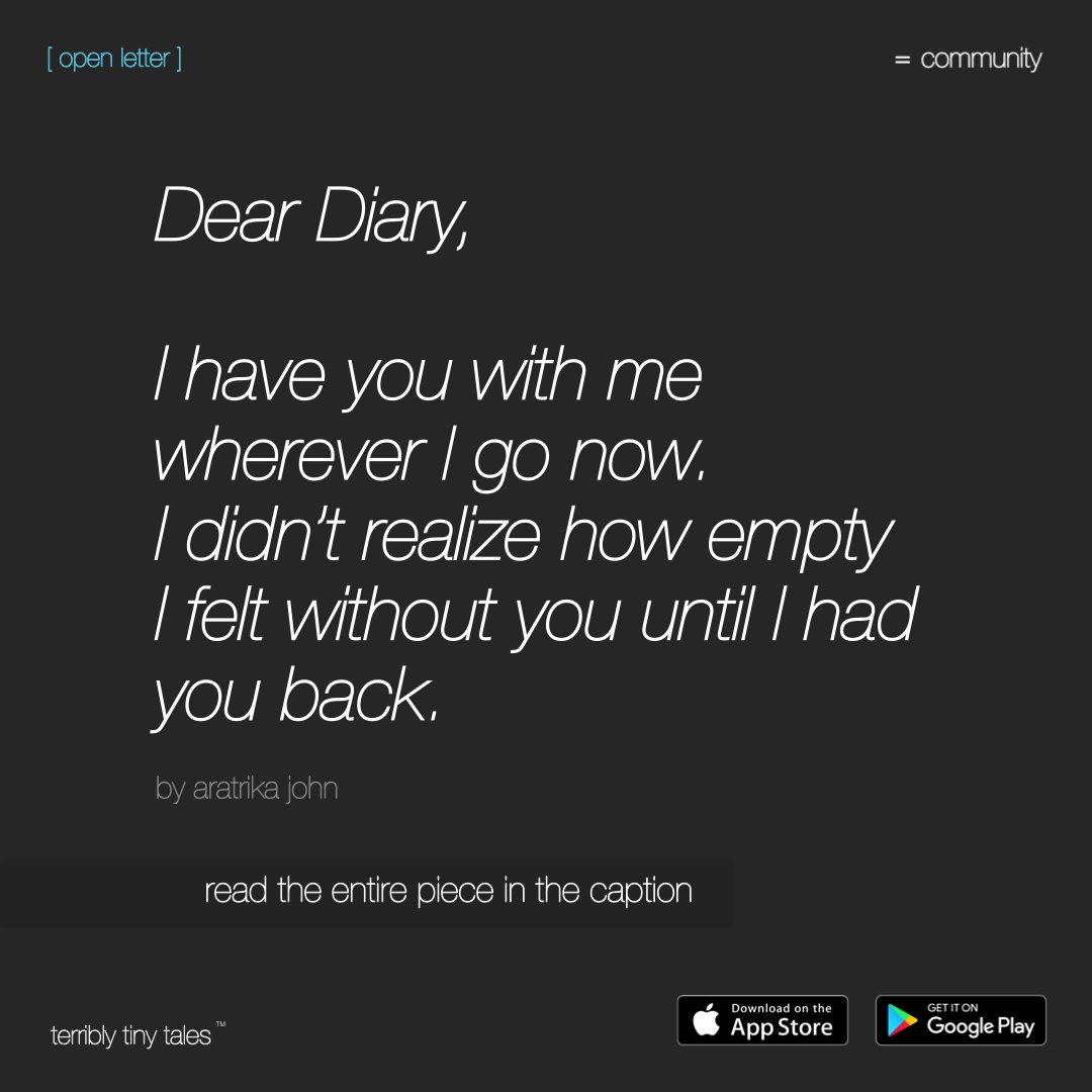 terriblytiny's tweet photo. Aratrika John writes a #Community [ open letter ] 'DEAR DIARY'

https://t.co/xEAArFg0pW

This piece was written and discovered on the TTT app. Follow the pen name - aratrikajohn on the app to read more by them. You can download the app here <https://t.co/xxm4Z8ElKB>

#tttapp https://t.co/U269Eg2S3h