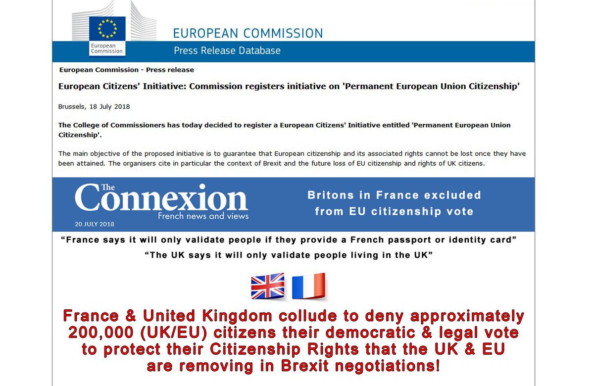 BrexitInCourt's tweet photo. @theresa_may @theresa_may @EmmanuelMacron @MacronInEnglish
Initiative open to "All" EU citizens to give UK citizens living in EU citizenship rights but UK citizens in France are excluded from voting to save their own futures!
Link: https://t.co/iFUgRxHVdq
#Windrush2 #HostileEnvironment2 https://t.co/CfyRH8wzdx