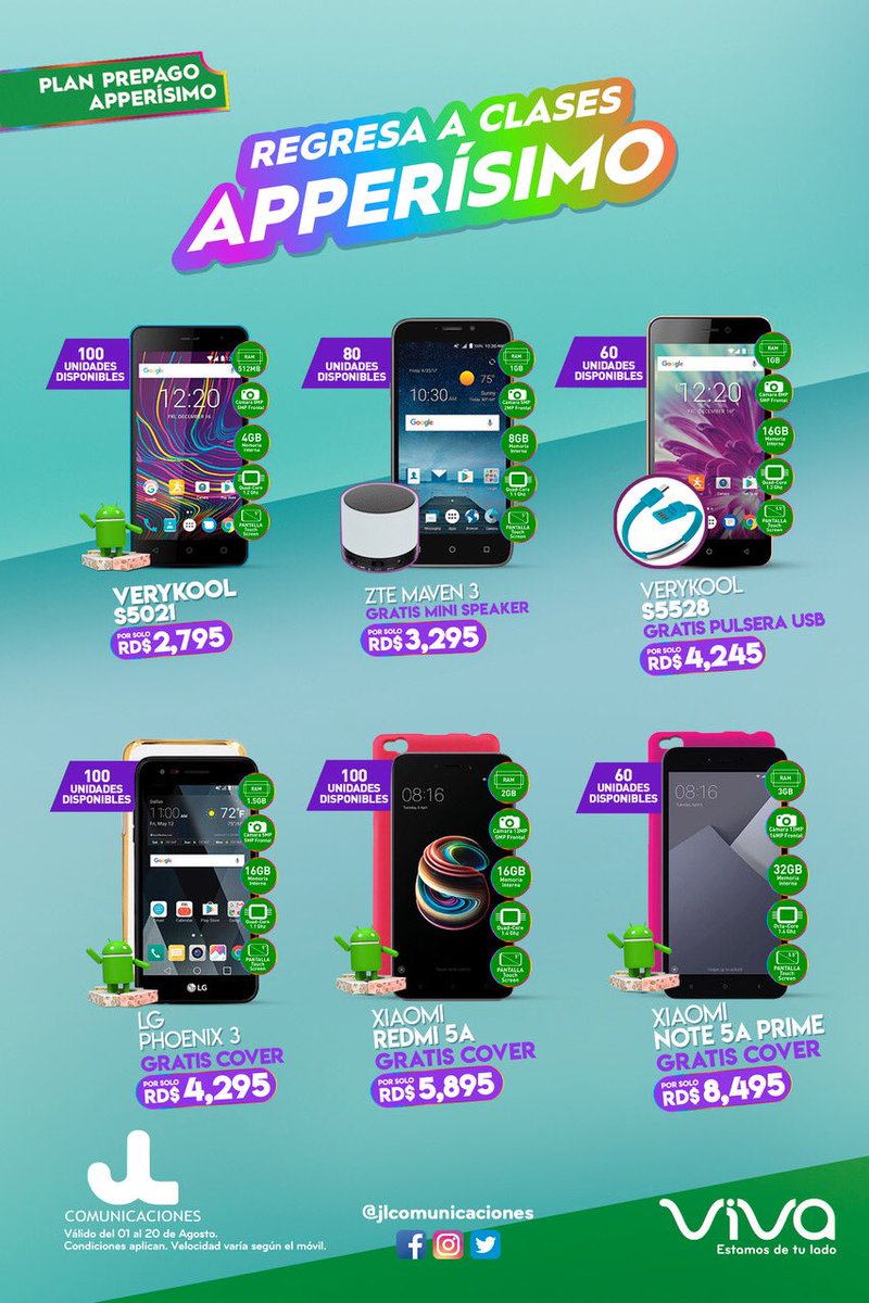 jlcomunicacion's tweet photo. En JL Comunicaciones estamos en “regreso a clases” con estas súper ofertas que tenemos para ti. #jlcomunicaciones #regresoaclases #backtoschool #ofertasjl #celularesenrd #ofertascelularesenrd https://t.co/ZLFjzylN7H