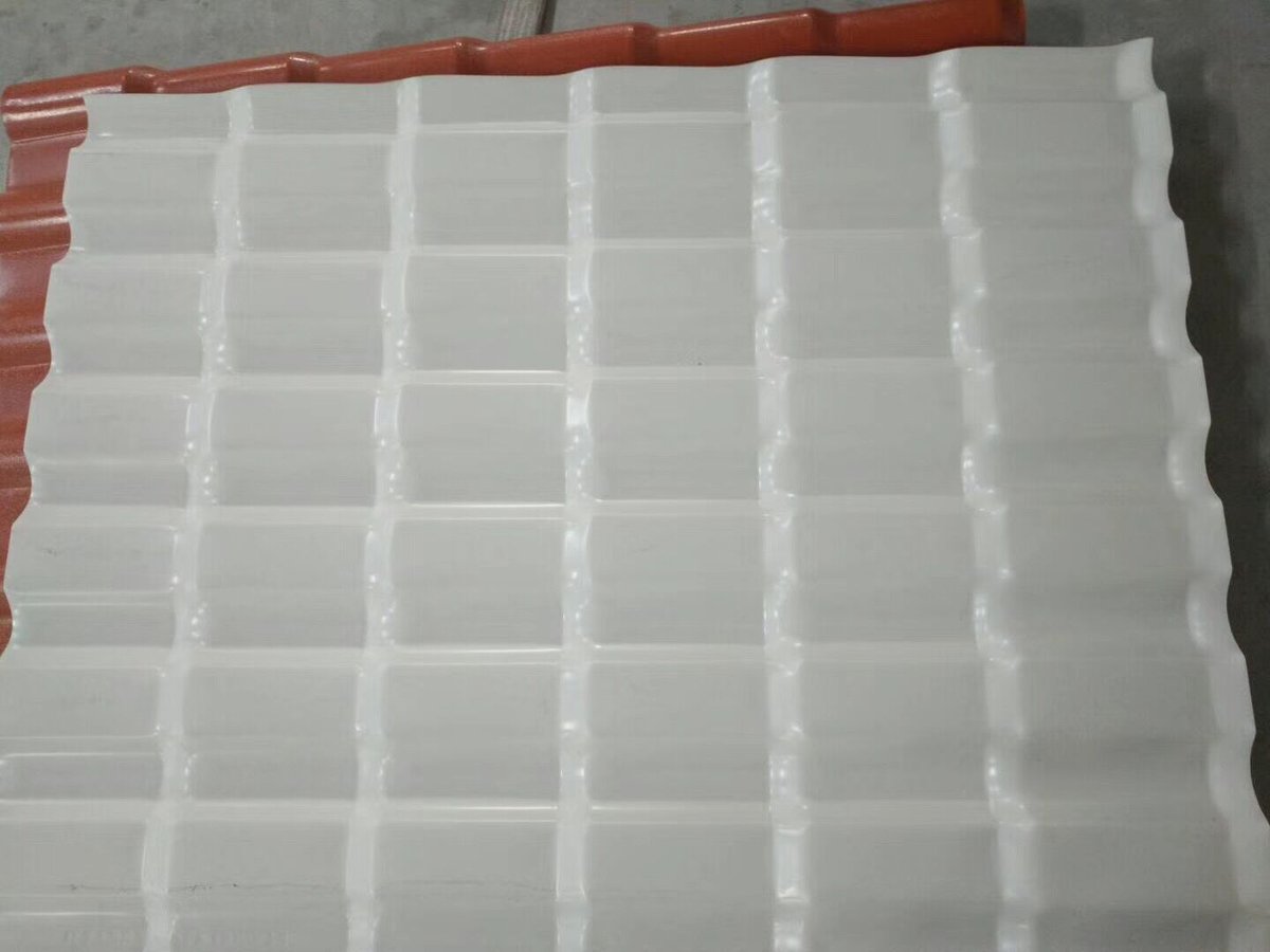 CarywellYe's tweet photo. A grade very good quality  ASA synthetic resin PVC roof tile,white bottom layer,more spacious and bright. https://t.co/BPzZTm5Zyj
