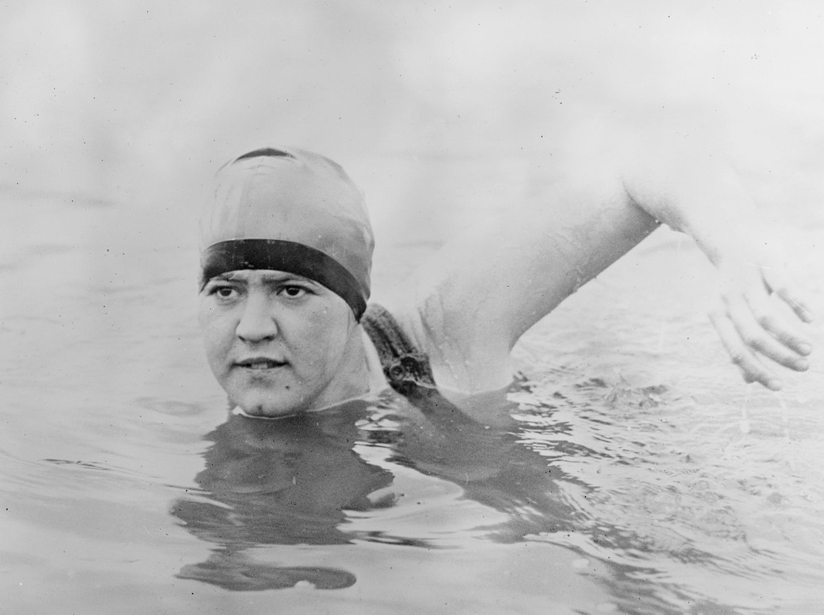 Today in 1926 Getrude Ederle became the first woman to swim the English Channel, and the fastest person to date. She was 21 years old, wore aviator goggles, and swam front crawl when everyone else was swimming breaststroke. She defied conventions. Happy Channiversary Gertie. ❤️