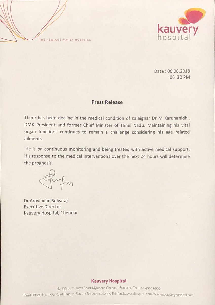 Press release from Kauvery Hospital.