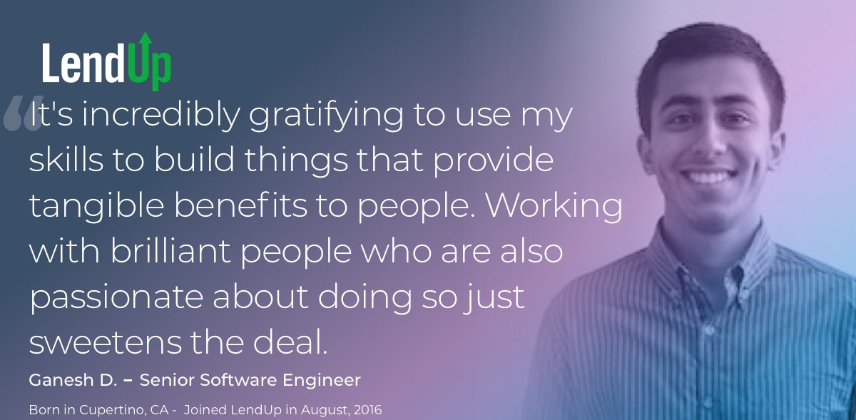 LendUpCredit's tweet image. This week our #MondayMotivation is @gsdatta, who's helping us build the financial services destination for the emerging middle class. Want to join a rapidly-growing team that's harnessing tech for social good? We're hiring in engineering and beyond! grnh.se/3cl0ldhw1