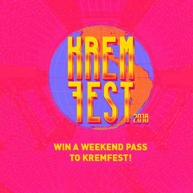 Wanna win a FREE weekend pass to Kremfest 2018?! Of course you do! To enter, go to the Kremfest Facebook page → LIKE & FOLLOW the page It’s that simple!  We’ll pick FIVE winners a week from today—Monday, August 13!