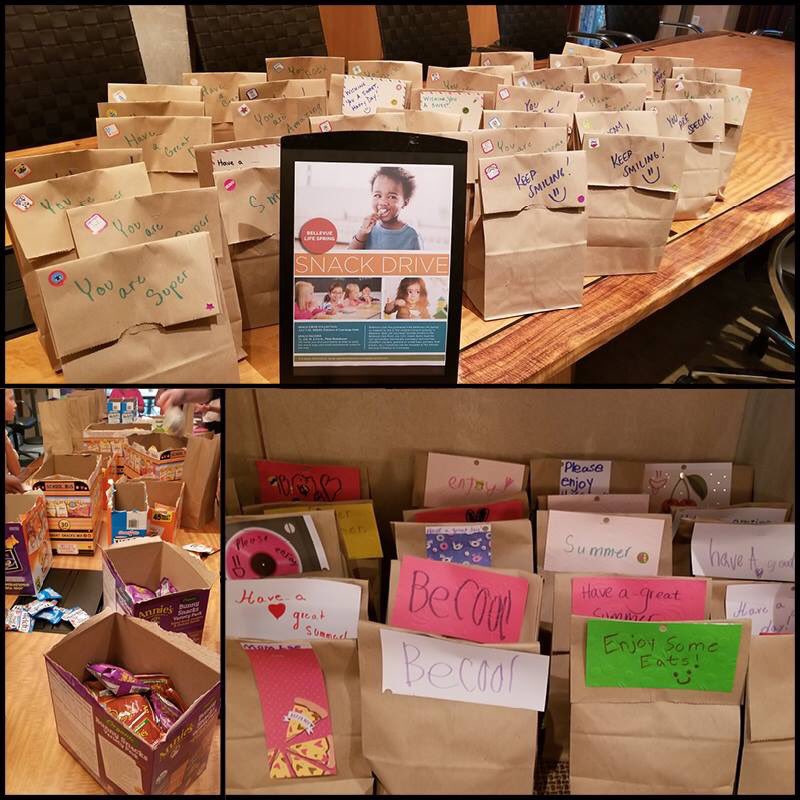 BlvueLifeSpring's tweet photo. The @BellevueClub concluded their month-long #snackdrive last week with a #volunteer snack packing! Members and camp kids assembled nearly 250 snack packs with notes of encouragement to support students in need right here in Bellevue. #communitypartner #givelocal https://t.co/SX2NzYFHln