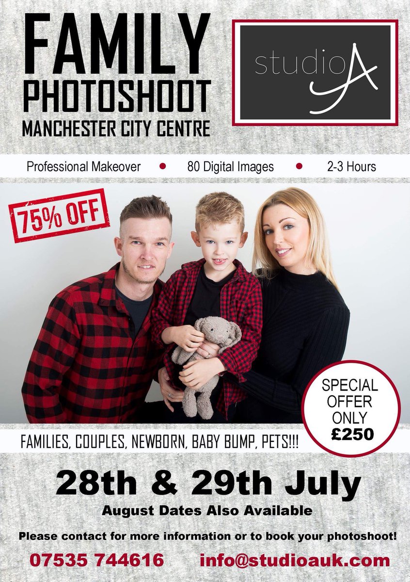 AmyShaw93's tweet photo. *STUDIO A* are holding a pop up weekend this weekend &amp; next at a studio in Manchester!£50 for headshots,£150 for family shoots inc makeover.Get in touch!Follow studioamcr on Facebook!📸 #actorheadshots #headshots #photoshoot #photoshootmanchester #photographer #makeupartist #mcr https://t.co/GG3WZ3eLJY