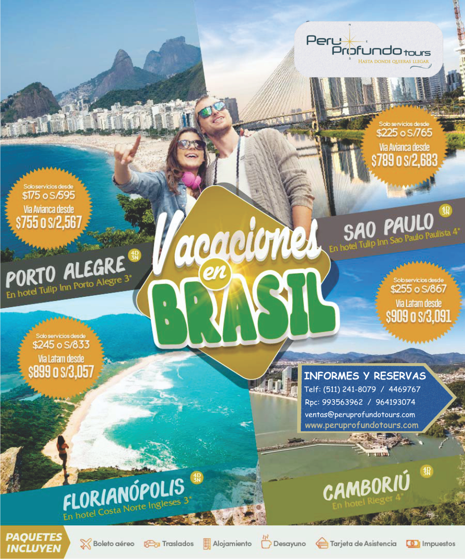 PeruprofundoT's tweet photo. Aprovecha esta increíble promoción..
Ubicanos: Av. Larco 101, Miraflores 🏢
Informes: (01) 2418079 o 993563962 📞
#Peruprofundotours #hastadondequierasllegar
#viajerosporelmundo #Miraflores #Peru #Brasil https://t.co/0eyVm826eB