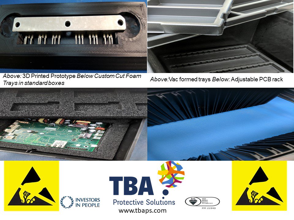 TBA_ps's tweet image. #TBAProtectiveSolutions have 30 years of experience in #antistaticpackaging solutions for #electronics applications. With a #3Dprinting service that allows for prototype  #packaging designs to be tested prior to #vacuumformed or #injectionmoulded #trays or #boxes are made.