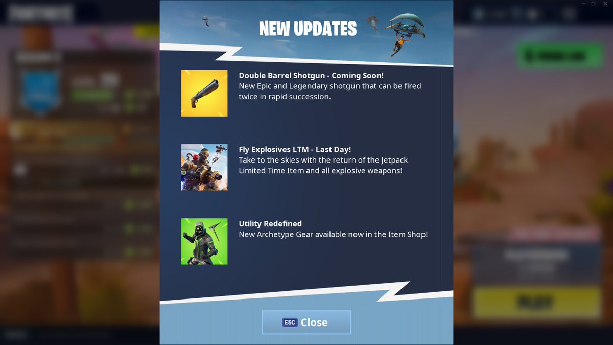 FortniteBR's tweet photo. NEWS: Double Barrel Shotgun - Coming soon!

"New Epic and Legendary shotgun that can be fired twice in rapid succession." https://t.co/J4Ox0mopJs